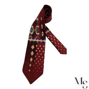 NAZZARENO Burgundy Geometric Silk Luxury Tie Made In Italy W: 4" EX COND